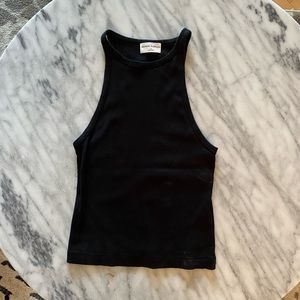 Denim Forum ‘Lola’ high neck ribbed black tank